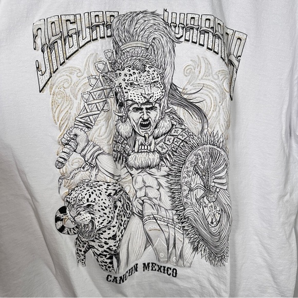 Gaby Cancún “Jaguar Warrior” Graphic Tee XL White Mexico Souvenir / Aztec Art - Picture 5 of 7